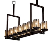 Justice Design Group Fusion 42" Wide Linear Chandelier with Mercury Shades Dark Bronze