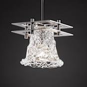 Justice Design Group Veneto Luce 1 Light Mini Pendant with Rigid Stem Kit and Round Flared Shade Brushed Nickel