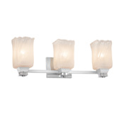 Justice Design Group Ardent 3 Light 23-1/2" Wide Vanity Light with Whitewash Square Rippled Rim Venetian Glass Shades Polished Chrome
