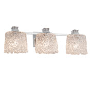 Justice Design Group Ardent 3 Light 25-1/2" Wide Integrated LED Vanity Light with Lace Patterned Oval Shades Polished Chrome