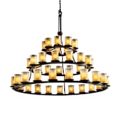 Justice Design Group Veneto Luce 45 Light 60" Wide Chandelier with Gold Shade Dark Bronze