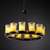 Justice Design Group Veneto Luce 12 Light 28" Wide Chandelier with Gold Clear Rim Glass Shades Dark Bronze