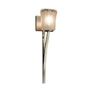 Justice Design Group Veneto Luce 4.5" Sabre Single Light Bathroom Sconce with White Frosted Shade Brushed Nickel