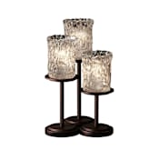 Justice Design Group Veneto Luce 3 Light 16" Tall Accent, Column Table Lamp with Clear Textured Glass Shades Dark Bronze