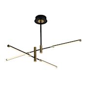 Justice Design Group Fianco 4 Light 37" Wide 3000K LED Swing Arm Chandelier Matte Black / Brass