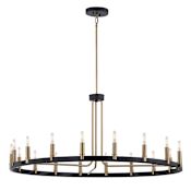 Justice Design Group Clayton 18 Light 42" Wide Ring Chandelier Matte Black / Brass