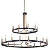 Justice Design Group Clayton 27 Light 42" Wide Ring Chandelier Matte Black / Brass