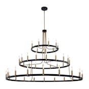 Justice Design Group Clayton 45 Light 60" Wide Ring Chandelier Matte Black / Brass