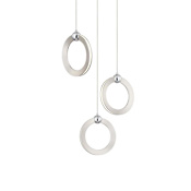 Justice Design Group Hermosa 3 Light 12" Wide 3000K LED Multi Pendant Brushed Nickel / Chrome