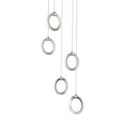 Justice Design Group Hermosa 5 Light 16" Wide 3000K LED Multi Pendant Brushed Nickel / Chrome