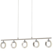 Justice Design Group Hermosa 5 Light 44" Wide 3000K LED Linear Chandelier Brushed Nickel / Chrome