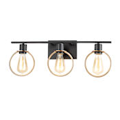 Justice Design Group Volta 3 Light 24" Wide Bathroom Vanity Light Matte Black / Brass