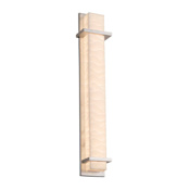 Justice Design Group Monolith Single Light 36" Tall Integrated LED Outdoor Wall Sconce with Waves Patterned Faux Porcelain Shade Brushed Nickel