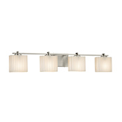 Justice Design Group Porcelina 4 Light 36" Wide LED Bathroom Vanity Light with Rectangle Shades from the Era Series Brushed Nickel