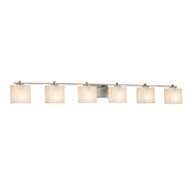 Justice Design Group Porcelina 6 Light 56" Wide Bathroom Vanity Light with Rectangle Shades from the Era Series Brushed Nickel