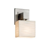 Justice Design Group Porcelina 9" Tall Wall Sconce with Rectangle Waves Shade - No Arms Brushed Nickel