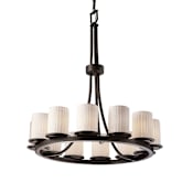 Justice Design Group Limoges 12 Light 1 Tier Chandelier with Fossil Leaf Shade Dark Bronze