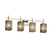 Justice Design Group Wire Glass 31" Union 4 Light Bath Bar Brushed Nickel