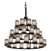 Justice Design Group Wire Glass 42" Wide Ring Chandelier Dark Bronze / Clear Bubbles