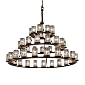 Justice Design Group Wire Glass 45 Light 60" Wide Pillar Candle Style Chandelier with Clear, Bubble Glass Shades Dark Bronze