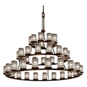 Justice Design Group Wire Glass 60" Wide Ring Chandelier Dark Bronze / Clear Bubbles