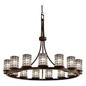 Justice Design Group Wire Glass 42" Wide Ring Chandelier Dark Bronze / Clear Bubbles