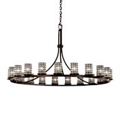Justice Design Group Wire Glass 21 Light 1 Tier Chandelier Dark Bronze