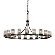 Justice Design Group Wire Glass 60" Wide Ring Chandelier Dark Bronze / Grid with Clear Bubbles