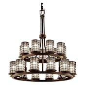 Justice Design Group Wire Glass 33" Wide Ring Chandelier Dark Bronze / Clear Bubbles