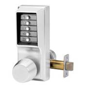 Kaba Ilco 2-3/4" Backset Combination Entry Mechanical Pushbutton Knobset with Passage Capabilities from the Simplex 1000 Series Satin Chrome