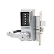 Kaba Ilco Right Handed Mechanical Pushbutton Mortise Lock with Leverset and Deadbolt from the Simplex 8100 Series Less Core Satin Chrome