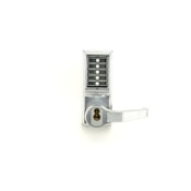 Kaba Ilco Right Handed Mechanical Pushbutton Mortise Lock with Lever Handle and Key Override from the Simplex 8100 Series Less Core Satin Chrome