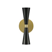 Kalco Milo 2 Light 12" Tall LED Wall Sconce Black and Vintage Brass
