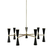 Kalco Milo 14 Light 35" Wide Chandelier Black and Vintage Brass