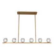 Kalco Stella 6 Light 46" Wide LED Crystal Linear Chandelier Winter Brass