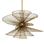 Kalco Aurora 6 Light 26" Wide Abstract Pendant Nordic Brass