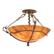 Kalco Vine 3 Light 18" Wide Semi-Flush Bowl Ceiling Fixture Bark / Ecru