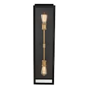 Kalco Ashland 2 Light 31" Tall Outdoor Wall Sconce Matte Black / Sanded Gold