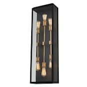 Kalco Ashland 6 Light 38" Tall Outdoor Wall Sconce Matte Black / Sanded Gold