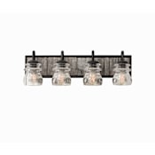 Kalco Bainbridge 4 Light 26" Wide Bathroom Vanity Light Black Iron
