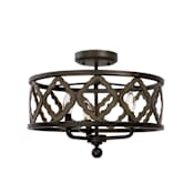 Kalco Whittaker 3 Light 18" Wide Semi-Flush Drum Ceiling Fixture Brownstone