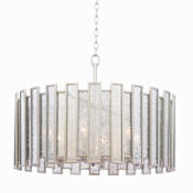 Kalco Palisade 6 Light 27" Wide Wrought Iron Drum Chandelier Tarnished Silver