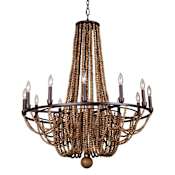 Kalco Beechwood 12 Light 34" Wide Beaded Chandelier Royal Mahogany
