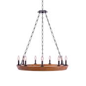 Kalco Lansdale 9 Light 33" Wide Wrought Iron Ring Chandelier Black Iron