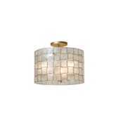 Kalco Roxy 3 Light 17" Wide Semi-Flush Drum Ceiling Fixture Oxidized Gold Leaf