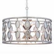 Kalco Palomar 12 Light 26" Wide Wrought Iron Pendant Vintage Silver Leaf