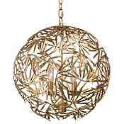 Kalco Jardin 4 Light 18" Wide Pendant Oxidized Gold Leaf