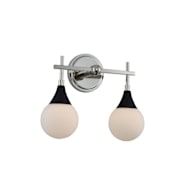 Kalco Bogart 2 Light 14" Wide Bathroom Vanity Light Matte Black / Polished Nickel