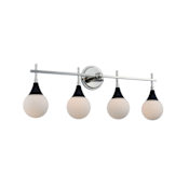 Kalco Bogart 4 Light 31" Wide Bathroom Vanity Light Matte Black / Polished Nickel