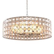 Kalco Prado 8 Light 33" Wide Drum Chandelier Oxidized Silver Leaf